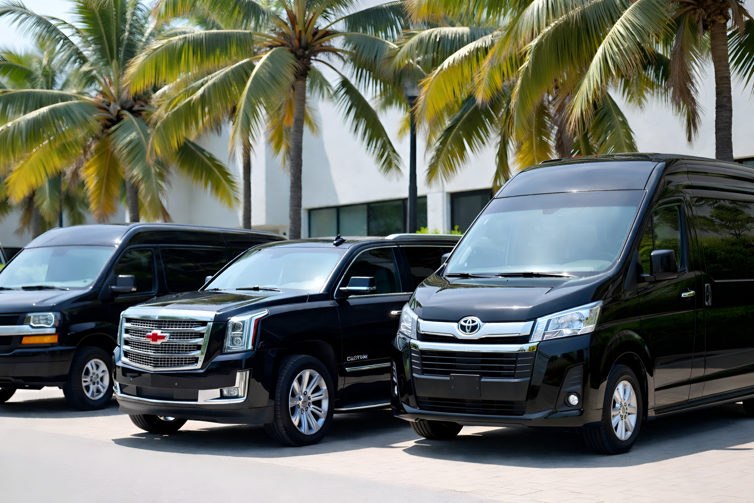 Premium fleet of luxury vehicles including Cadillac Escalade SUVs