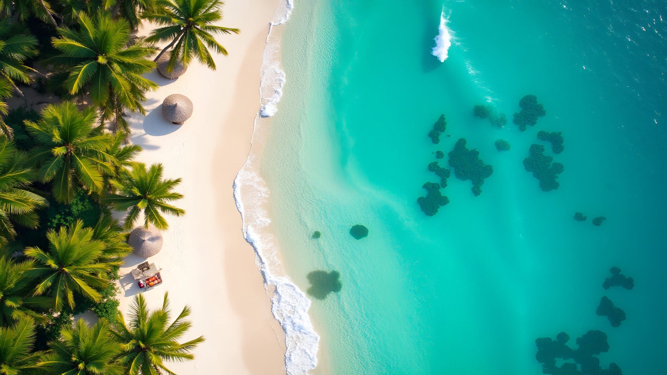 Beautiful aerial view of Punta Cana beach with turquoise waters